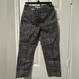 Checkered black and white capri business pants